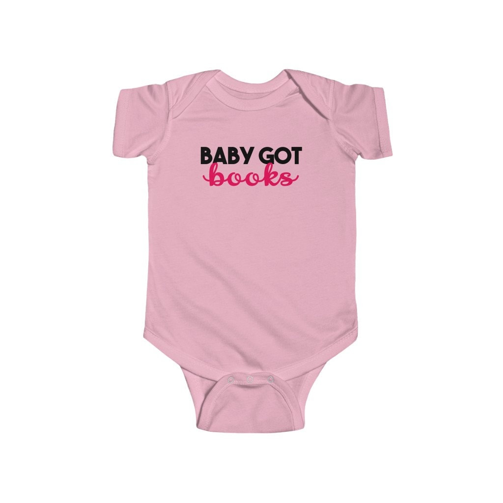 Pink Baby Got Books Bookish Baby Bodysuit for Book Club Baby Shower Reader Writer Author Surprise Baby Birth Announcement Funny