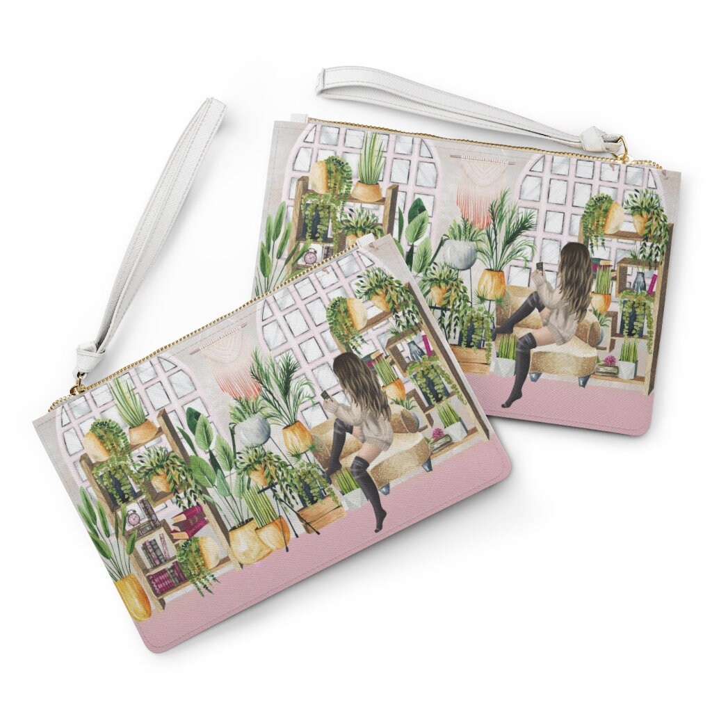 Botanical Bibliophile Plant Mom Reader Clutch Bag for Bookish Friend