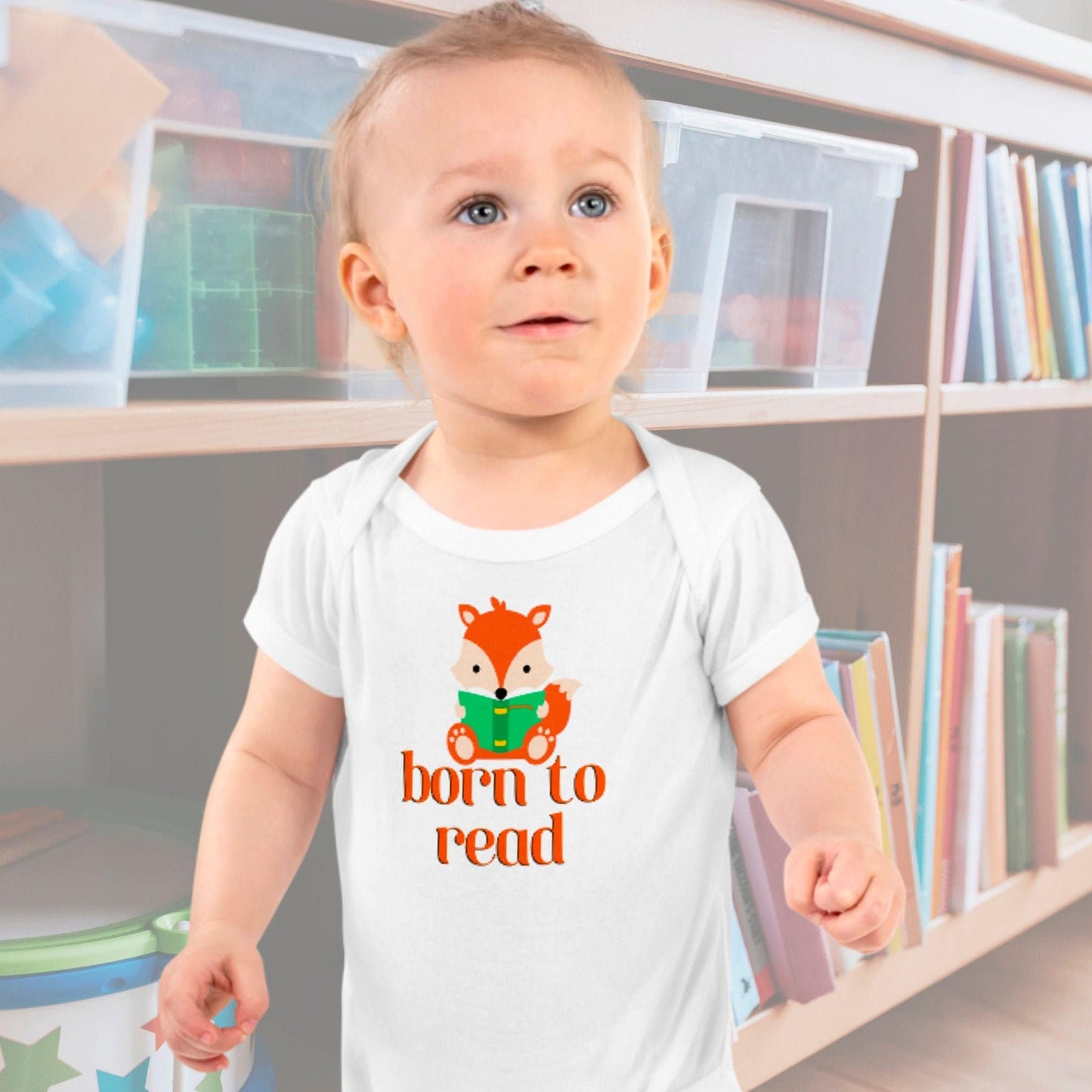 Born to Read Bookish Baby Fox Woodland Bodysuit Singlet for Little Readers