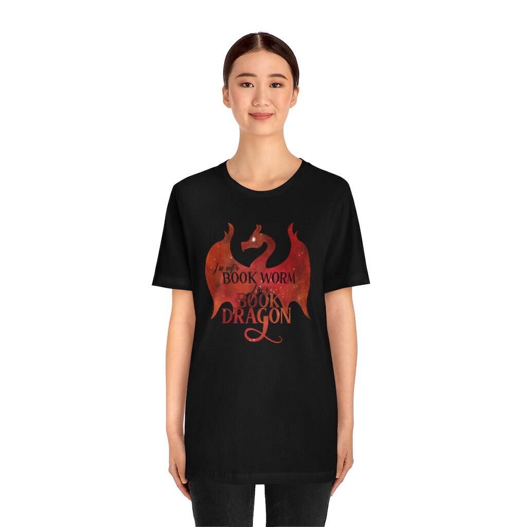 Fire Book Dragon Literary Tshirt for Fantasy Reader Fandom Merch for Bookish Friend Gift for Librarian I'm Not a Bookworm I'm a Book Dragon