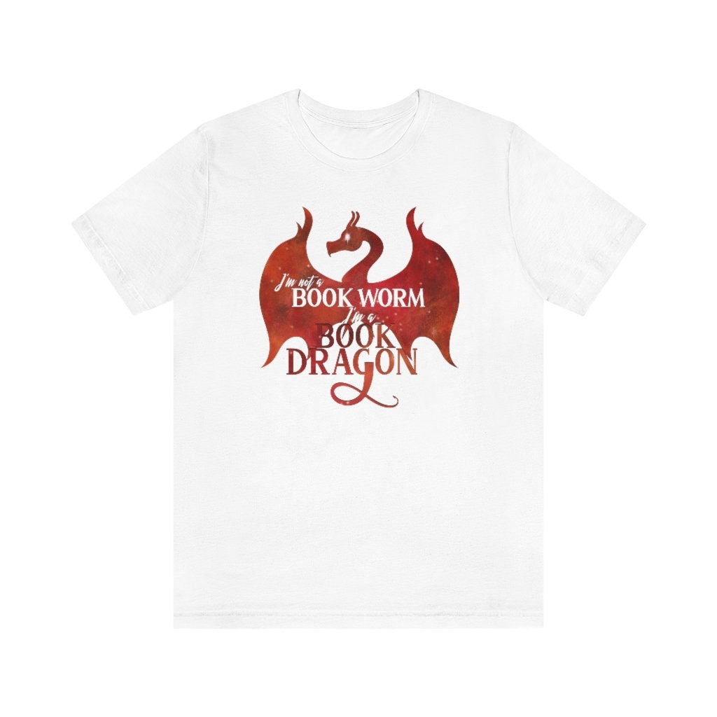 Fire Book Dragon Literary Tshirt for Fantasy Reader Fandom Merch for Bookish Friend Gift for Librarian I'm Not a Bookworm I'm a Book Dragon