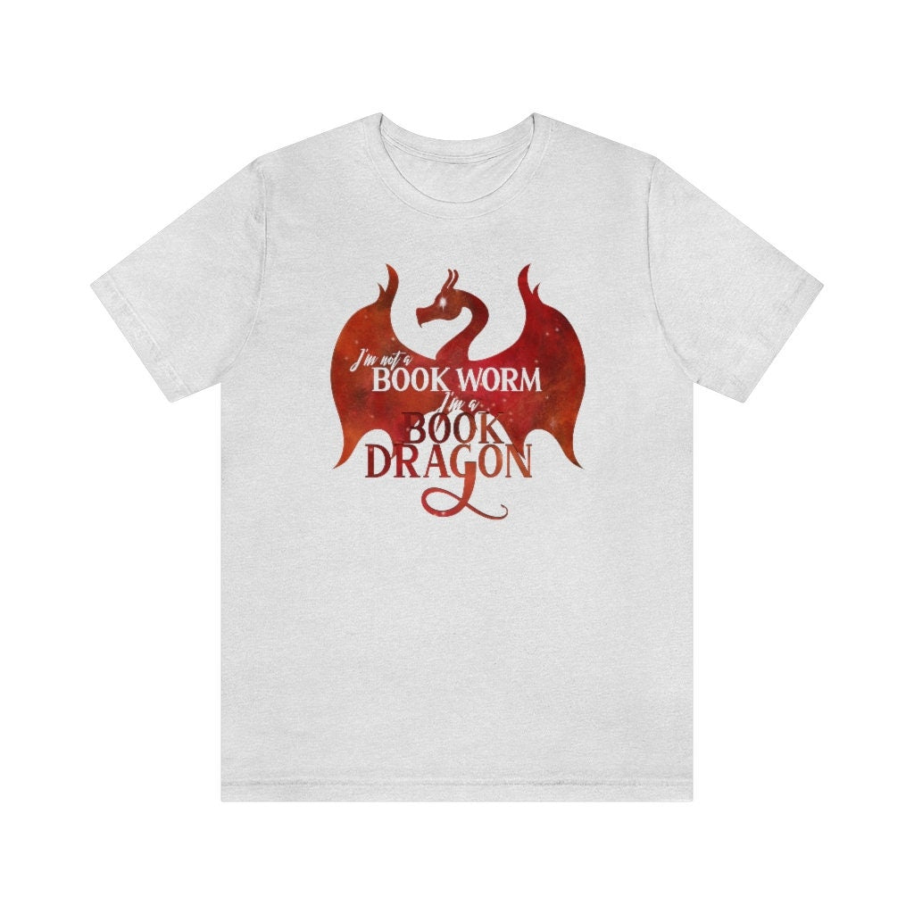 Fire Book Dragon Literary Tshirt for Fantasy Reader Fandom Merch for Bookish Friend Gift for Librarian I'm Not a Bookworm I'm a Book Dragon