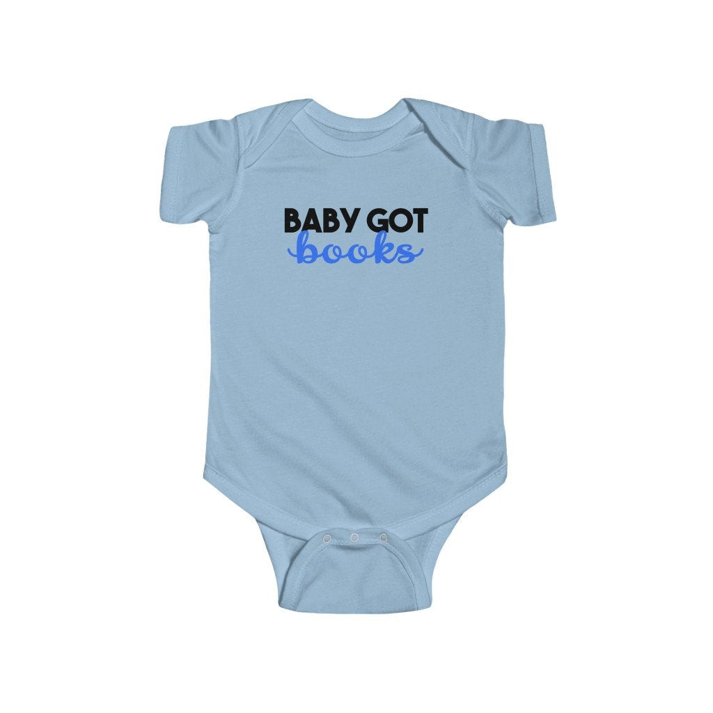 Baby Got Books Blue Literary Baby Bodysuit for Book Club Baby Shower Reader Writer Author Surprise Baby Birth Announcement Funny