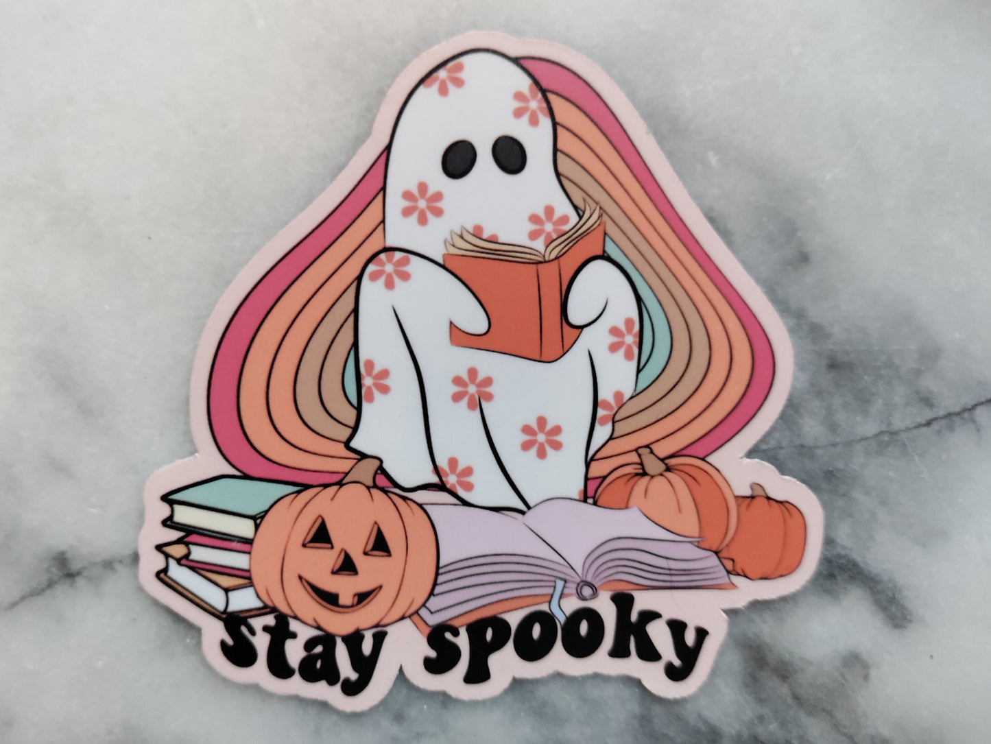 Stay Spooky Bookish Ghost Halloween Read Books Bullet Journal Sticker Planner Sticker for Fall Read Boooks The Reader Tarot Spooky Season