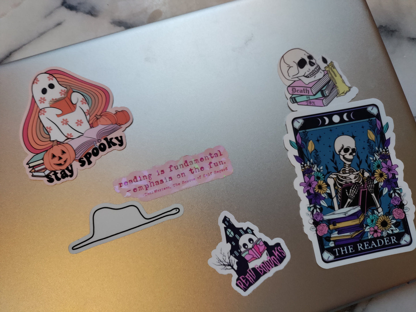Death by TBR Cute Pastel Goth Bookish Sticker for Readers Funny Bookish Halloween Skull Sticker for Reading Journal Laptop Hyfroflask