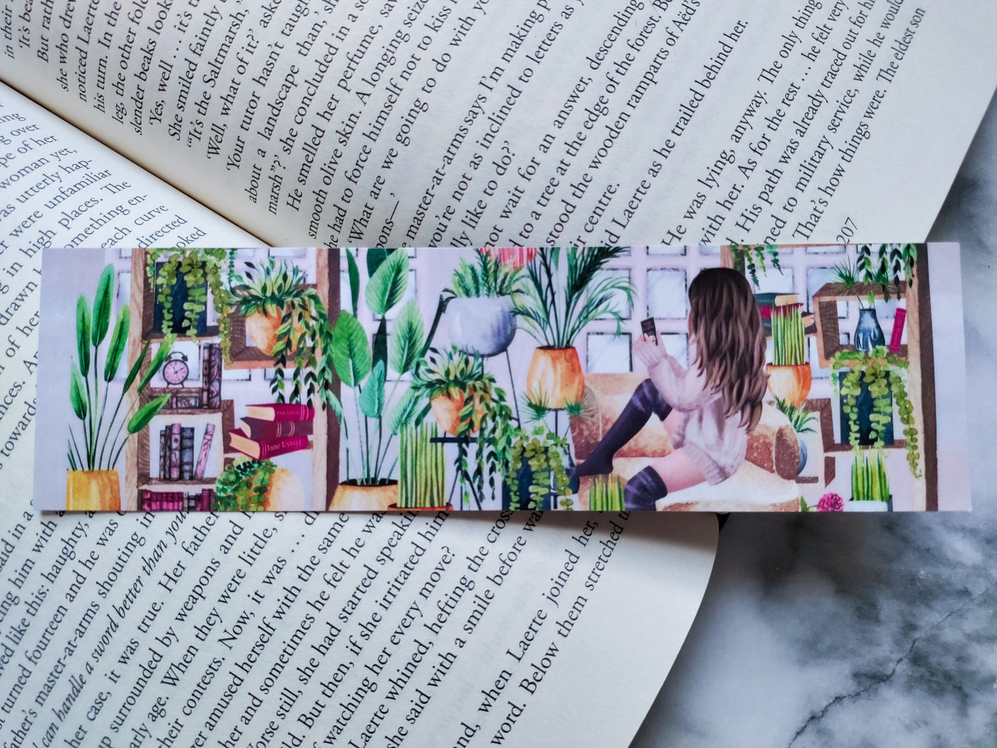 Blushing bibliophile Bookmark for Readers plant mom Reader Bookish Friend Gift for Mother Bookstagram BookTok Plants and Books Pink Green