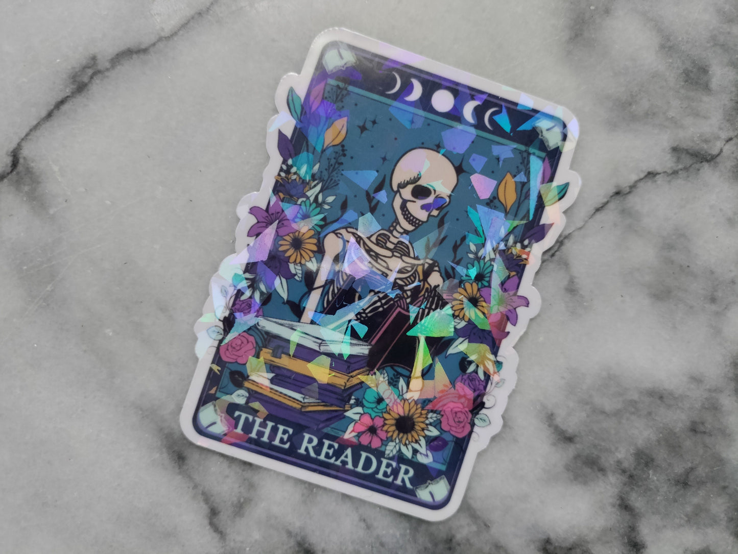 Seasons Readings The Reader Tarot Card Sticker Spooky Books Skeleton Sticker for Reader BookTok Journal Sticker Librarian Tarot Reader Cute