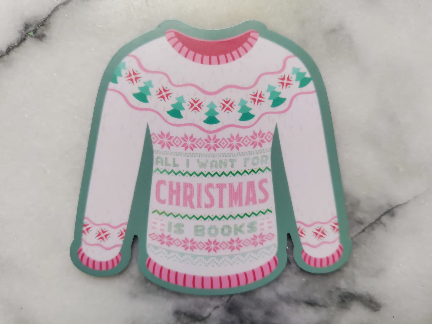 All I Want for Christmas is Books Holiday Bookish Sticker Merry Bookmas Sticker Book Club Christmas Gift under 5 For Bookish Friend
