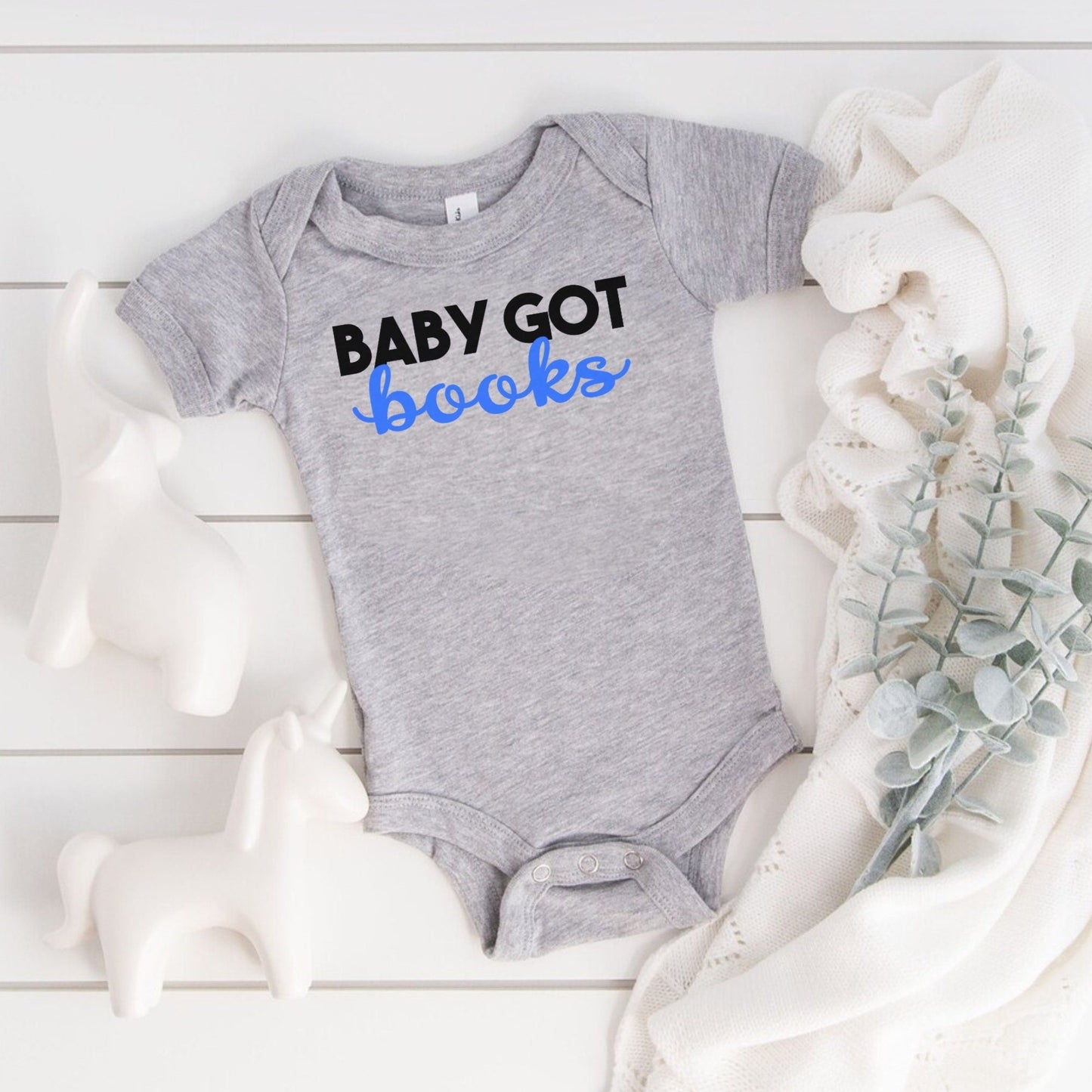 Baby Got Books Blue Literary Baby Bodysuit for Book Club Baby Shower Reader Writer Author Surprise Baby Birth Announcement Funny