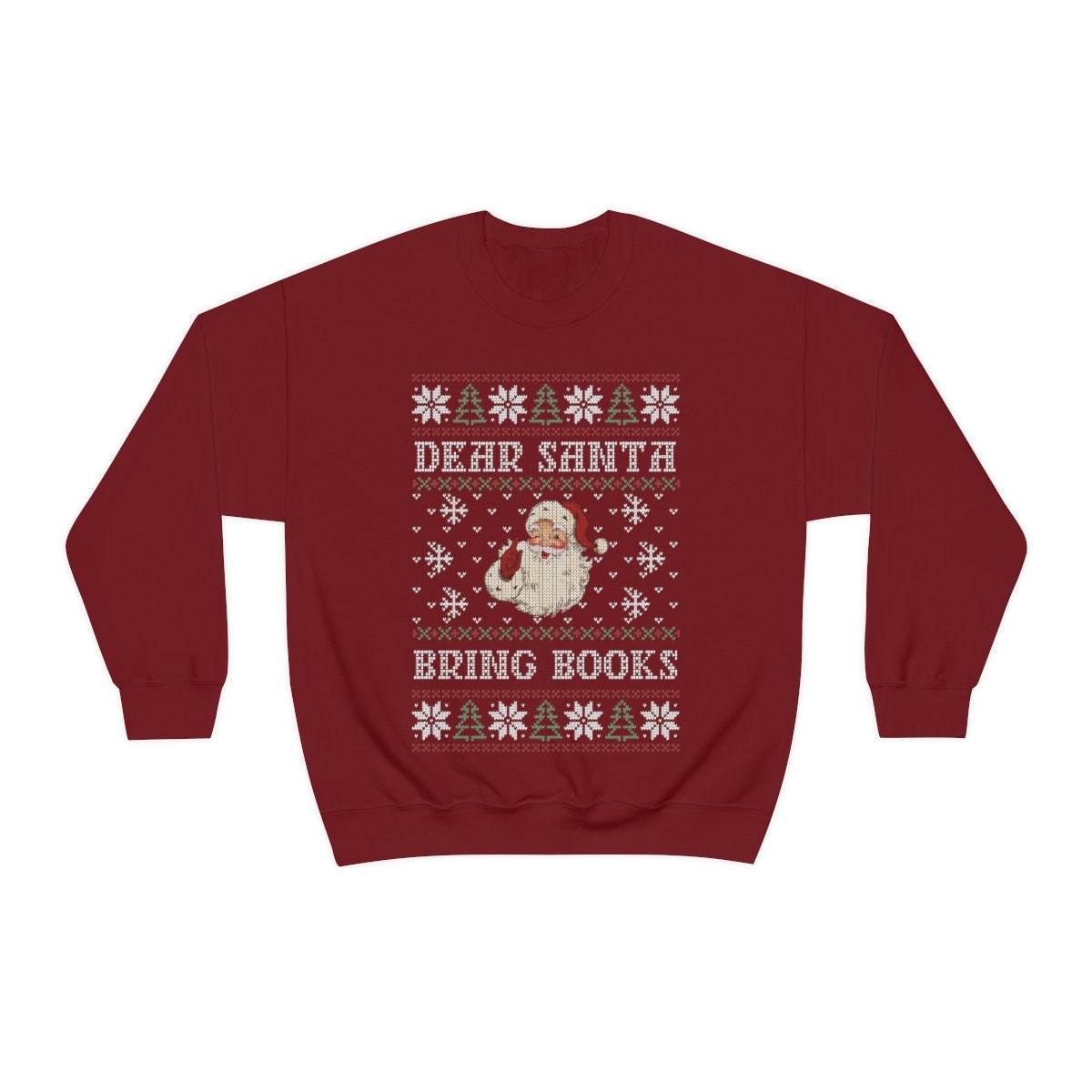 Dear Santa Bring Books Ugly Christmas Sweater Bookish Sweatsirt for Librarian Bookish Friend Christmas Gift Funny Nerdy Teacher Reader Cute