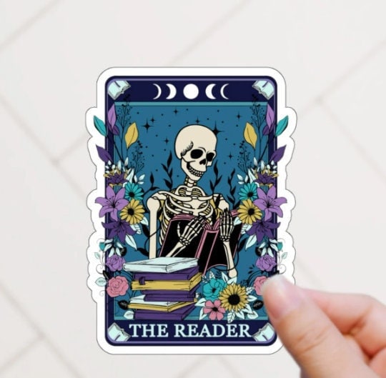 The Reader Tarot Card Sticker Blue & White