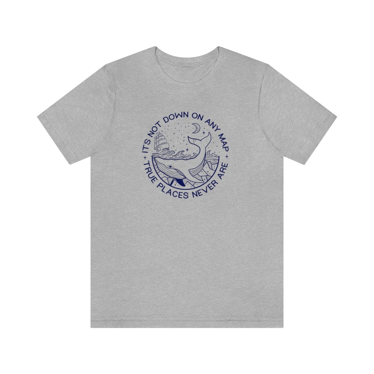 True Places Never Are The Whale Moby Dick Classic Literature Herman Melville Unisex Jersey Short Sleeve Tee The Whale Book Quote Adventure