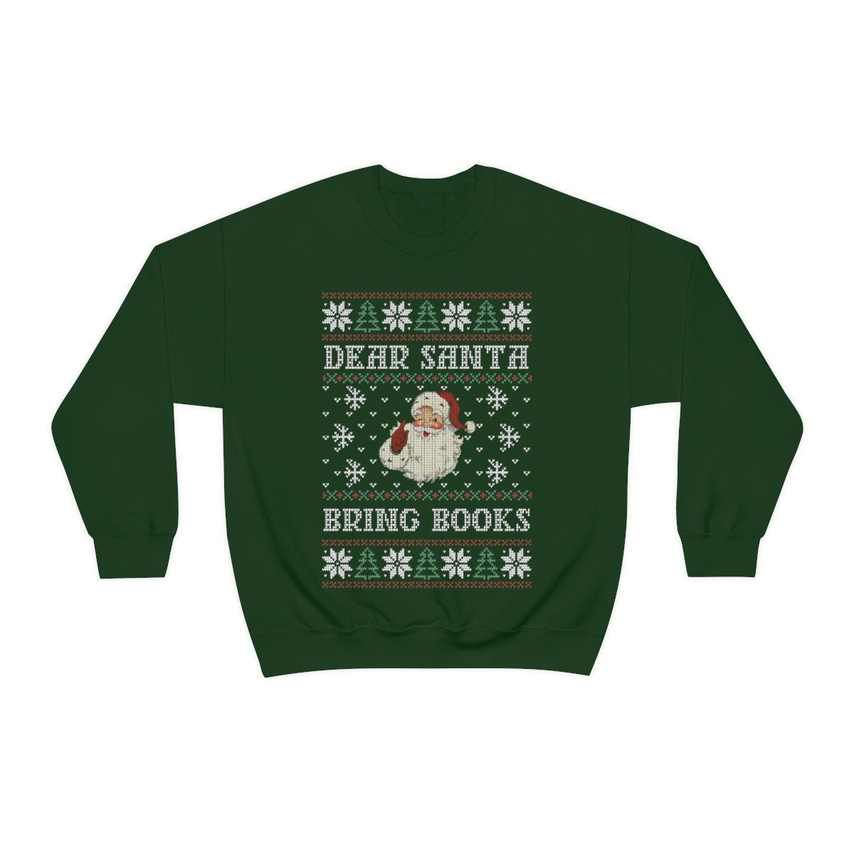 Dear Santa Bring Books Ugly Christmas Sweater Bookish Sweatsirt for Librarian Bookish Friend Christmas Gift Funny Nerdy Teacher Reader Cute