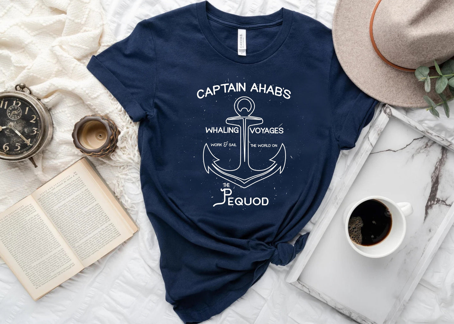 Captain Ahab's Whaling Cruise The Whale Moby Dick Classic Literature Herman Melville Unisex Jersey Short Sleeve Tee Reading Adventure Shirt
