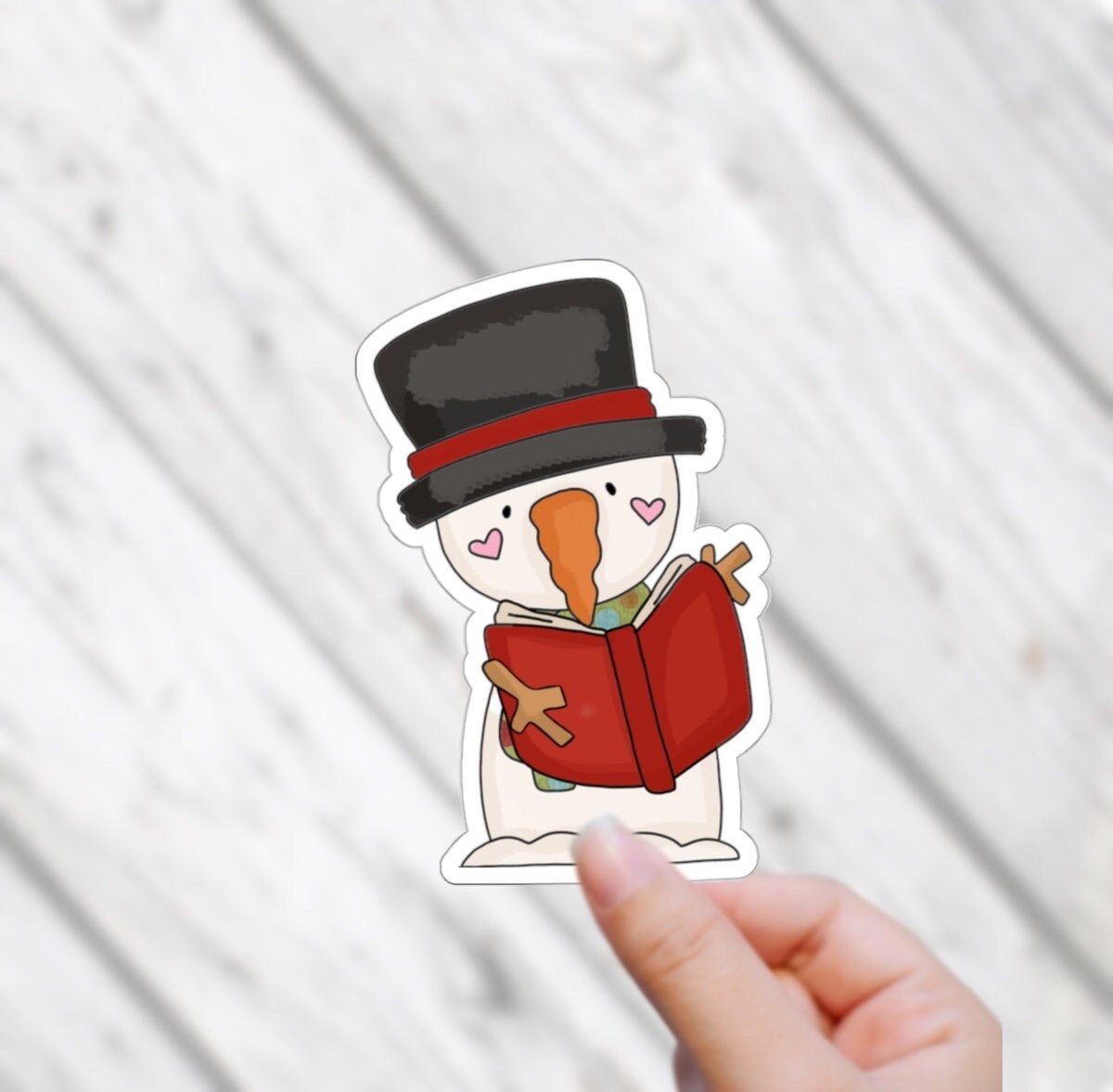 Bookish Snowman Sticker for Readers Bibliophile Merry Bookmas Reading Journal Sticker Holiday Decal for Librarian Teacher