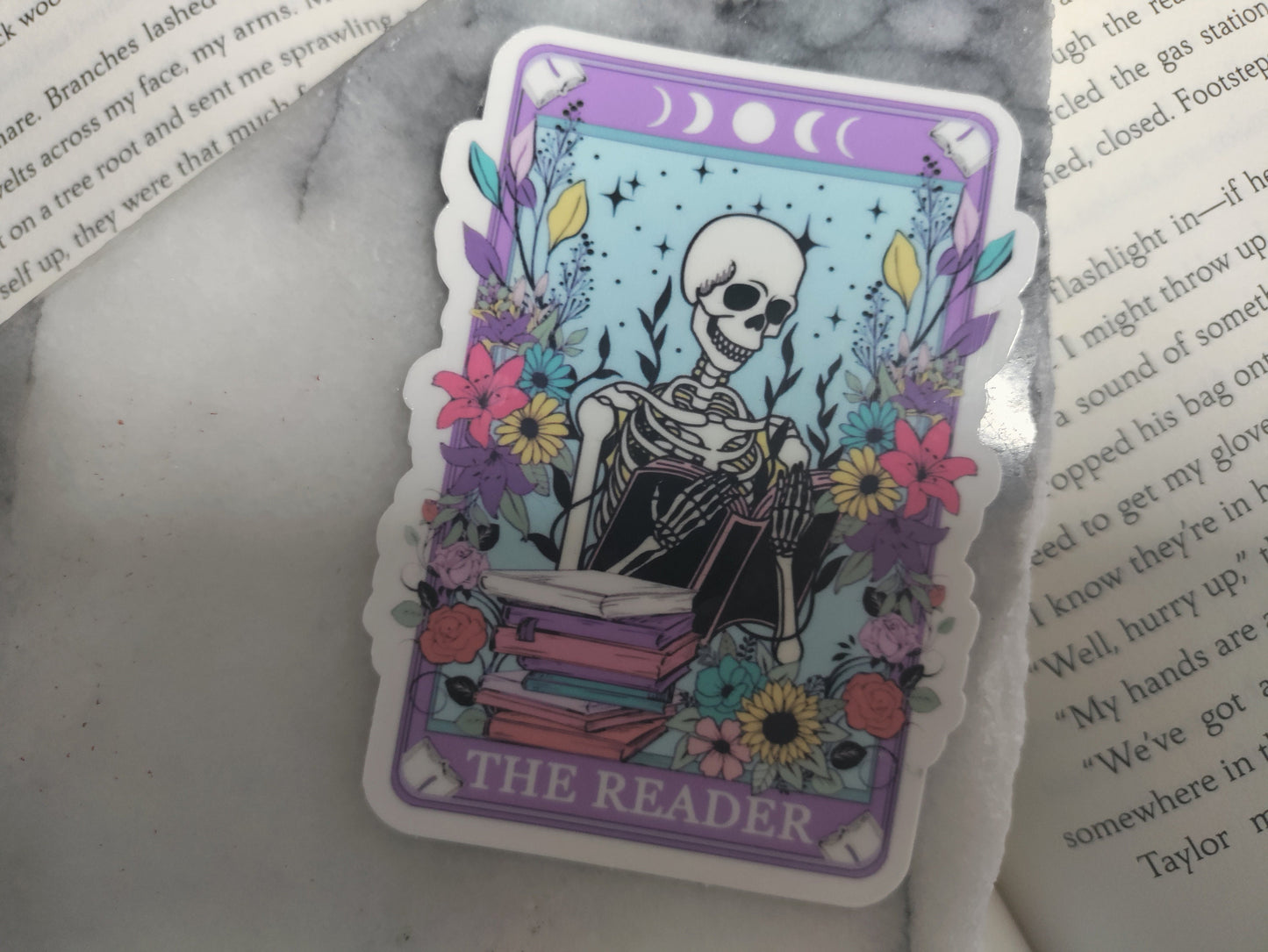 The Reader Tarot Card Sticker Blue & White