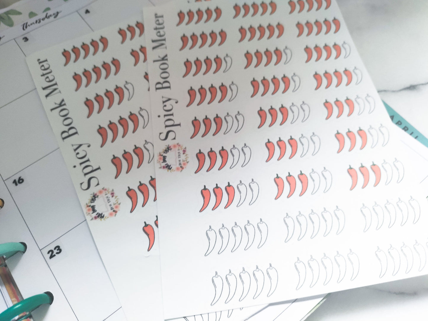 Spicy Books Heat Tracker Hot Chili Pepper for Dark Romance Smut Reader Bookish Sticker Bujo Reading Journal for Bibliophile Booktok Booksta