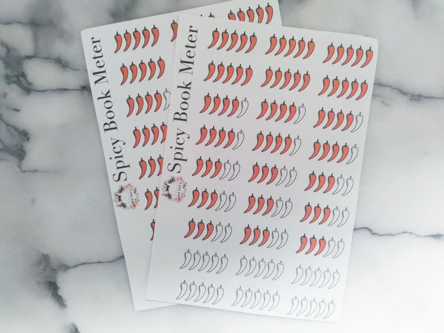 Spicy Books Heat Tracker Hot Chili Pepper for Dark Romance Smut Reader Bookish Sticker Bujo Reading Journal for Bibliophile Booktok Booksta