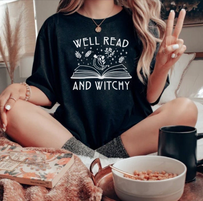 Well Read and Witchy Bookish Shirt Book Witch Tee and Bibliophile Pastel Goth Dark Academia Reader Shirt Teacher Librarian Book Nerd Fantasy