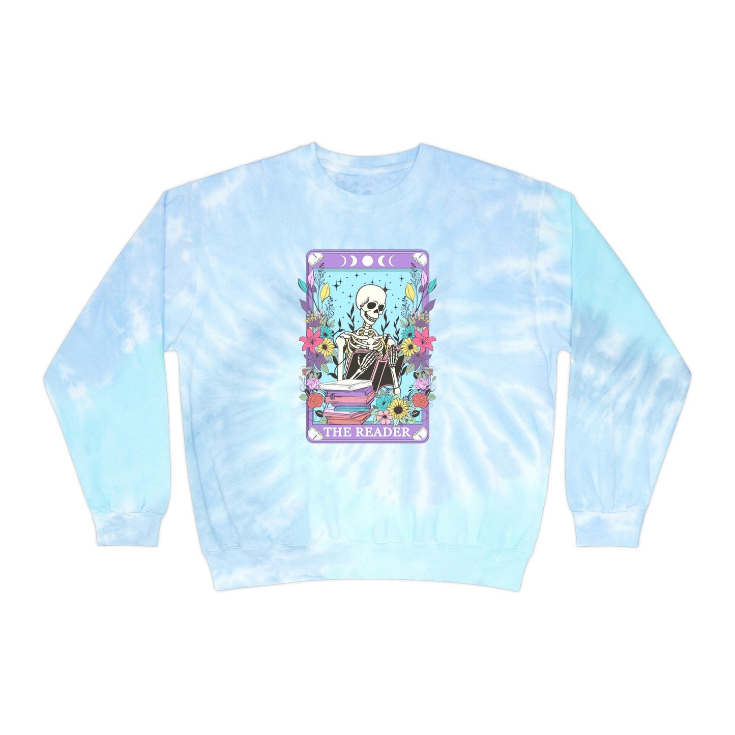 The Reader Pastel Bookish Sweatshirt for Book Tok Halloween Spooky Season Cute Pastel Goth Unisex Tie-Dye Sweatshirt