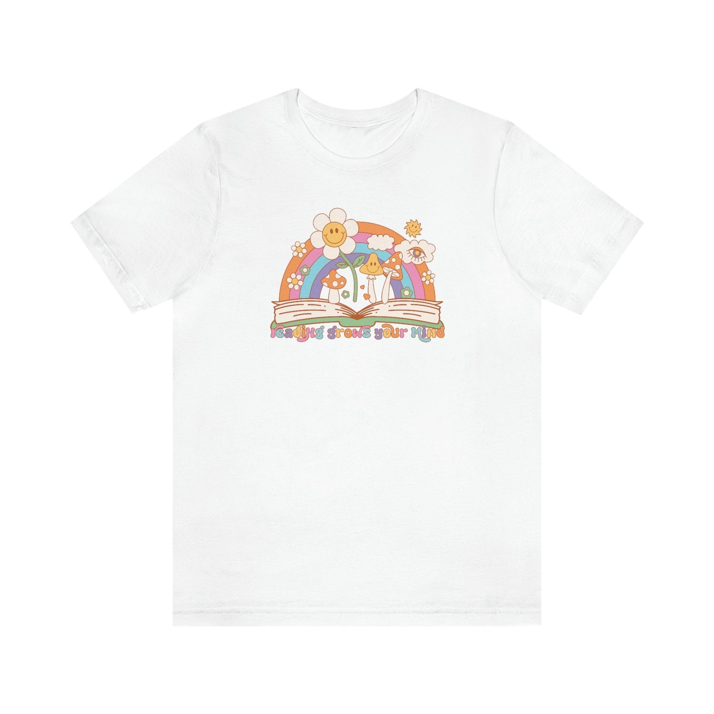 Reading Grows Your Mind Retro Bookish Shirt Unisex Jersey Short Sleeve Tee