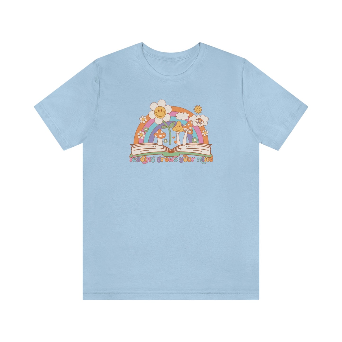 Reading Grows Your Mind Retro Bookish Shirt Unisex Jersey Short Sleeve Tee