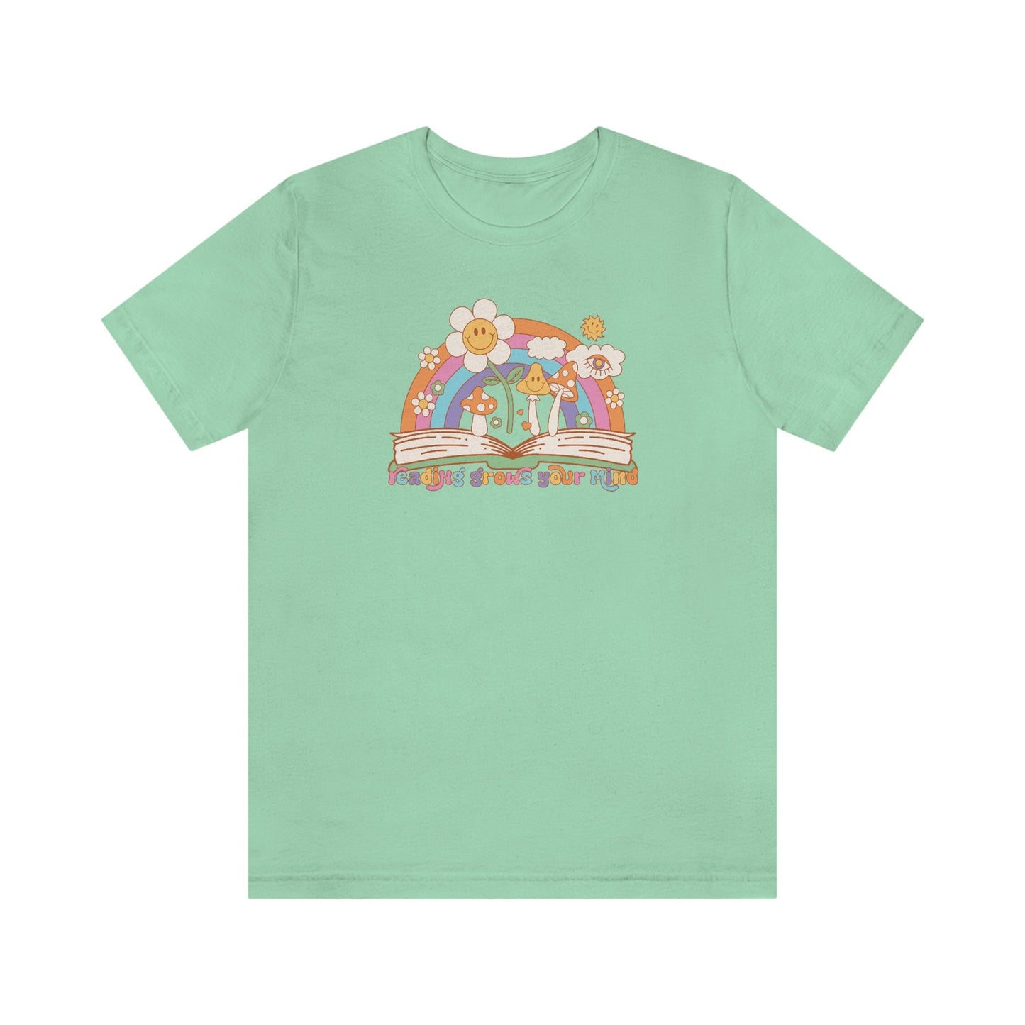 Reading Grows Your Mind Retro Bookish Shirt Unisex Jersey Short Sleeve Tee