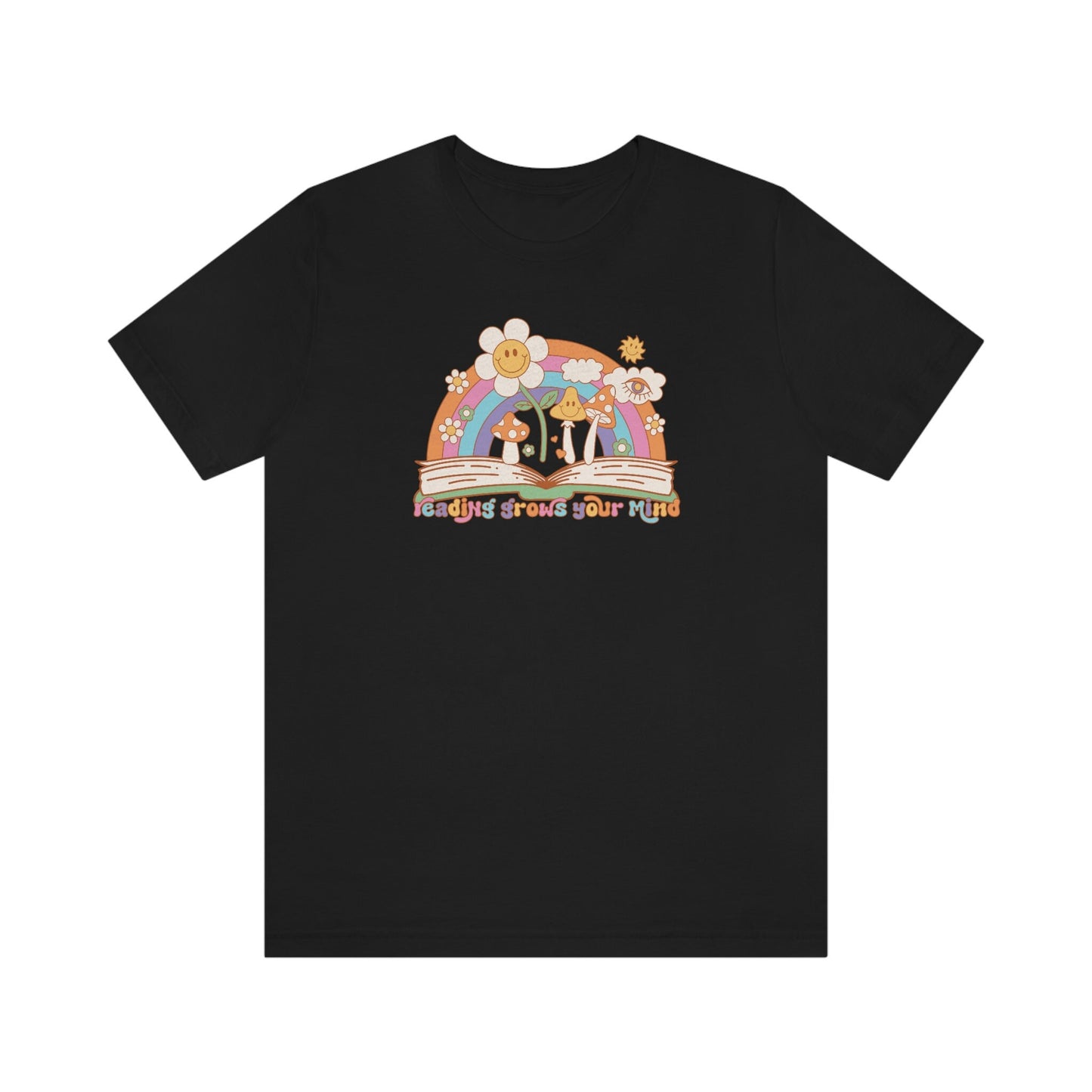 Reading Grows Your Mind Retro Bookish Shirt Unisex Jersey Short Sleeve Tee
