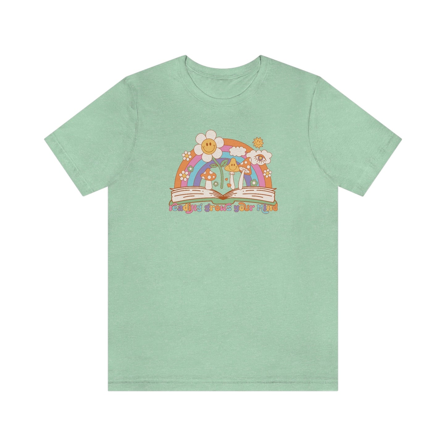 Reading Grows Your Mind Retro Bookish Shirt Unisex Jersey Short Sleeve Tee