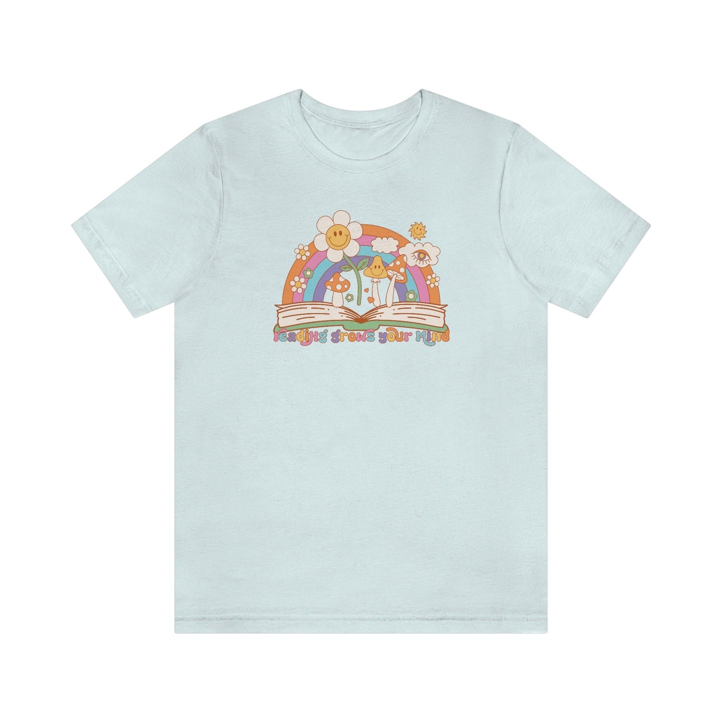 Reading Grows Your Mind Retro Bookish Shirt Unisex Jersey Short Sleeve Tee