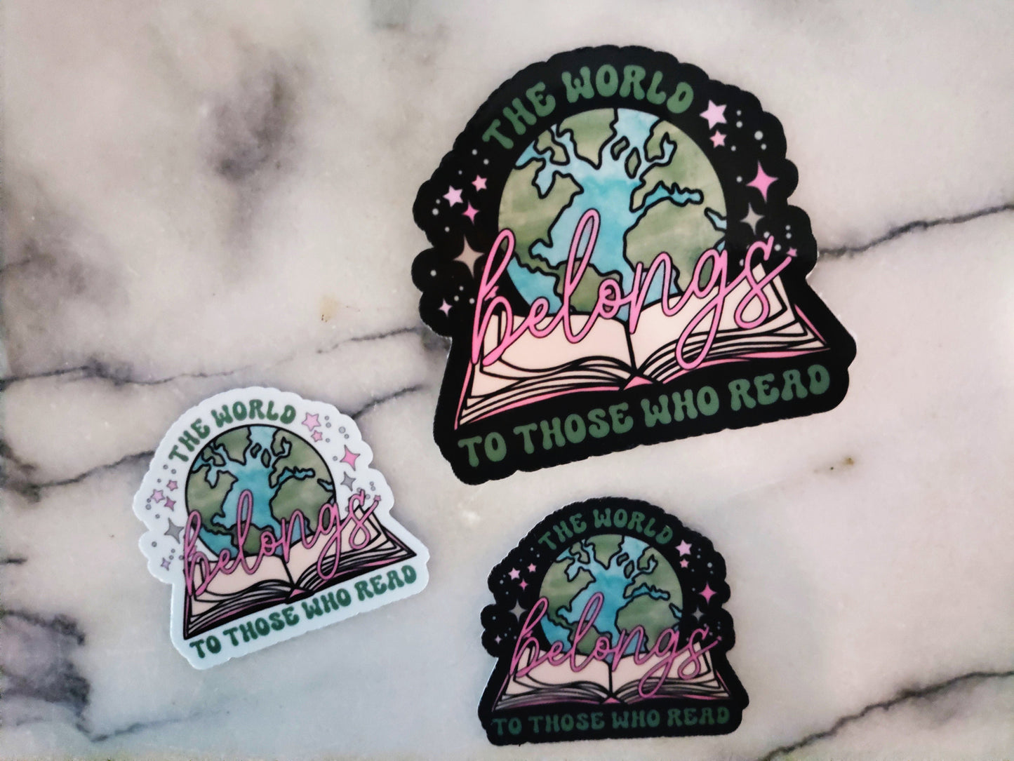 The World Belongs Reading Bookish Sticker Literature Quotes for Bibloiphile Sticker Book Cart Reading Journal Read More Sticker Librarian