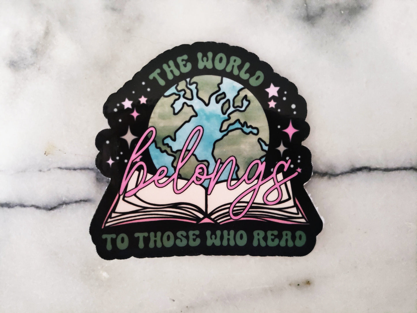 The World Belongs Reading Bookish Sticker Literature Quotes for Bibloiphile Sticker Book Cart Reading Journal Read More Sticker Librarian