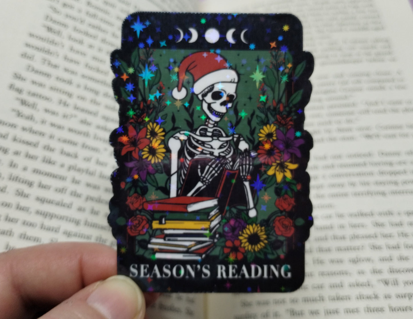 Seasons Readings The Reader Tarot Card Sticker Spooky Books Skeleton Sticker for Reader BookTok Journal Sticker Librarian Tarot Reader Cute