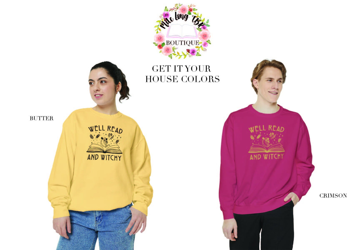 Well Read and Witcht Unisex Garment-Dyed Sweatshirt Bookish
