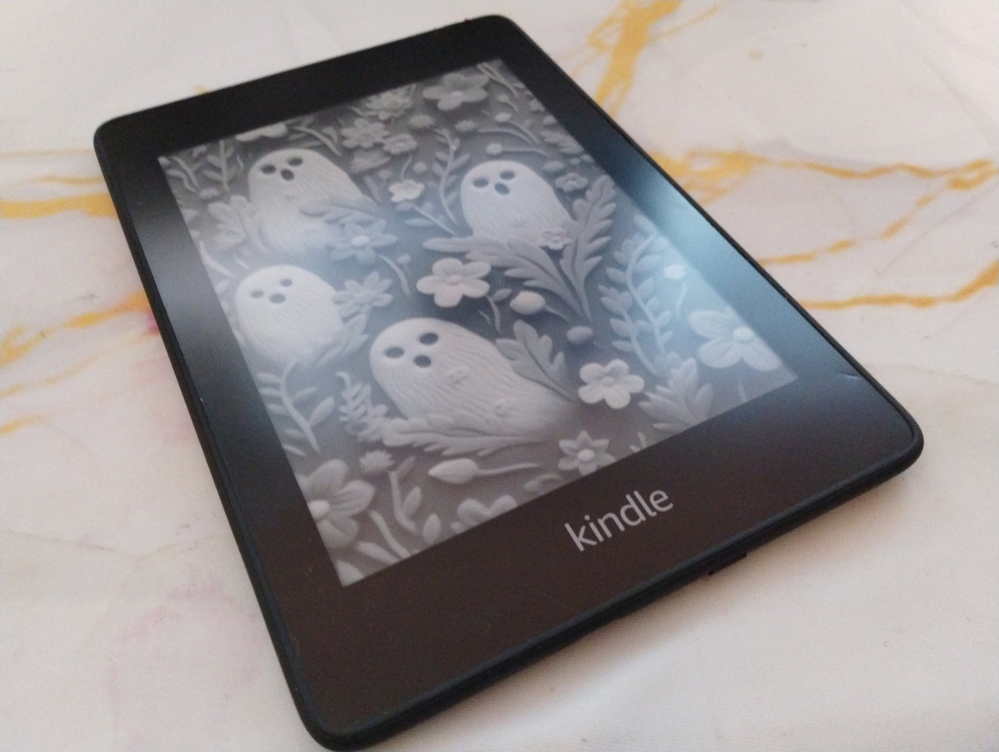 Ghosts and Flowers Soft Pastel Goth Witchy Lock Screen for use w Kindle EReader Custom Book Cover Bookstagram Bookish Spooky Book Lover