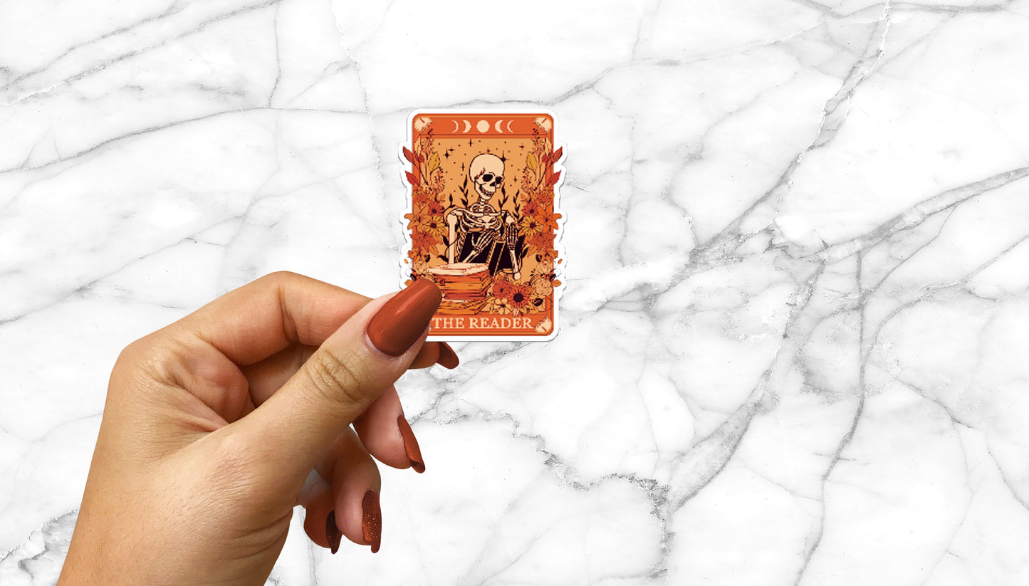 The Reader Tarot Card Sticker Blue & White