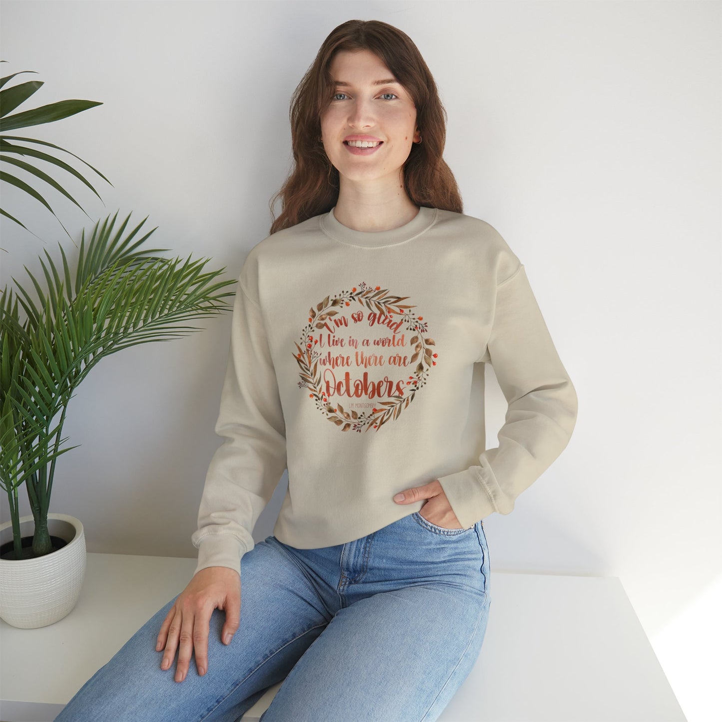 I'm So Glad I Live in a World Where There Are Octobers Fall Bookish Sweatshirt Autumn Reader Teacher Sweat shirt