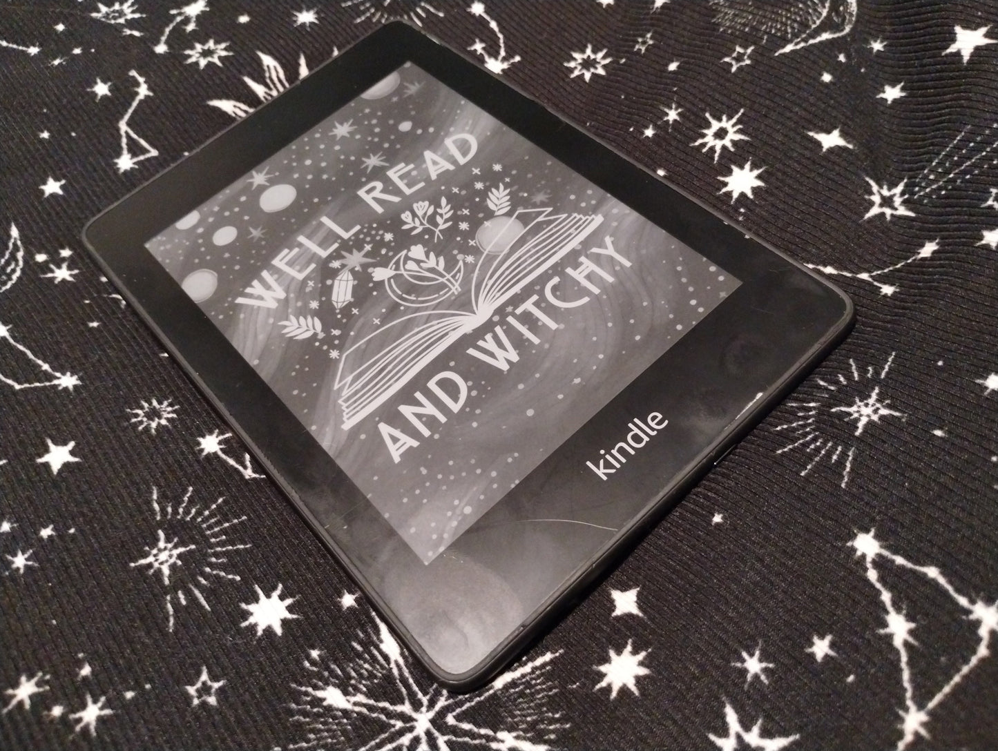 Well Read and Witchty Halloween Spooky Skeleton Lock Screen for use w Kindle EReader Custom Book Cover Bookstagram Librarian Retro Bookish