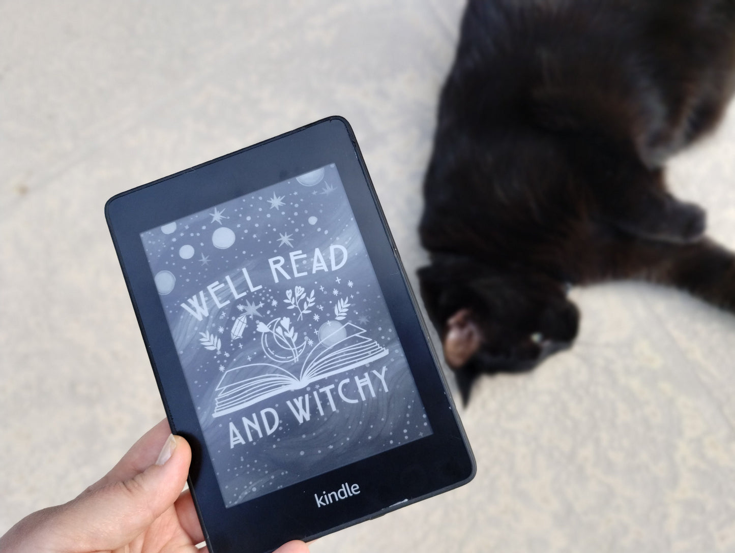 Well Read and Witchty Halloween Spooky Skeleton Lock Screen for use w Kindle EReader Custom Book Cover Bookstagram Librarian Retro Bookish