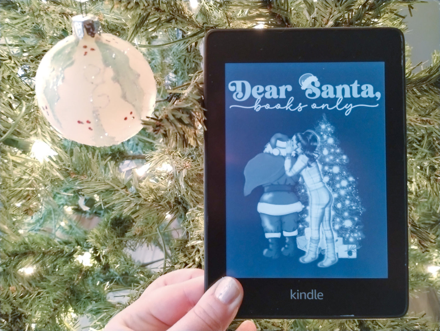 Dear Santa, Books Only Holiday Christmas Bookmas Lock Screen for use w Kindle EReader Custom Book Cover Bookstagram Librarian Retro Bookish
