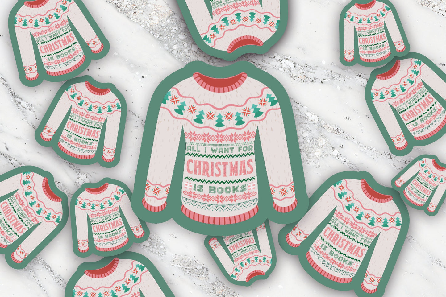 All I Want for Christmas is Books Holiday Bookish Sticker Merry Bookmas Sticker Book Club Christmas Gift under 5 For Bookish Friend