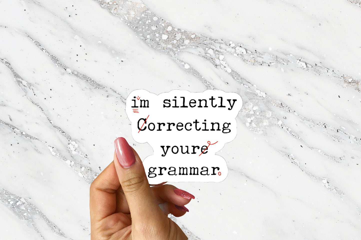 Silently Correcting Your Grammar English Teacher Sticker for Back to School Gift Teach Bad Grammar Under 5 Cute Laptop Water Bottle Planner