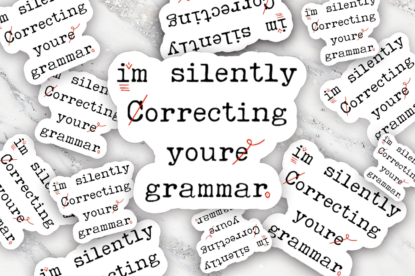 Silently Correcting Your Grammar English Teacher Sticker for Back to School Gift Teach Bad Grammar Under 5 Cute Laptop Water Bottle Planner