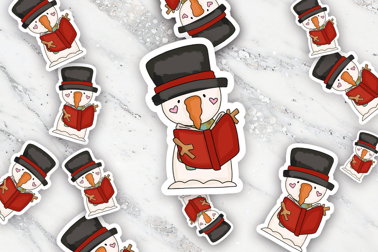 Bookish Snowman Sticker for Readers Bibliophile Merry Bookmas Reading Journal Sticker Holiday Decal for Librarian Teacher