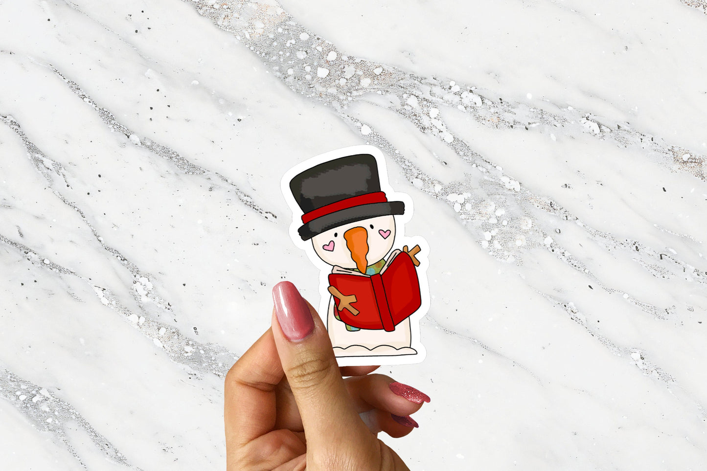 Bookish Snowman Sticker for Readers Bibliophile Merry Bookmas Reading Journal Sticker Holiday Decal for Librarian Teacher