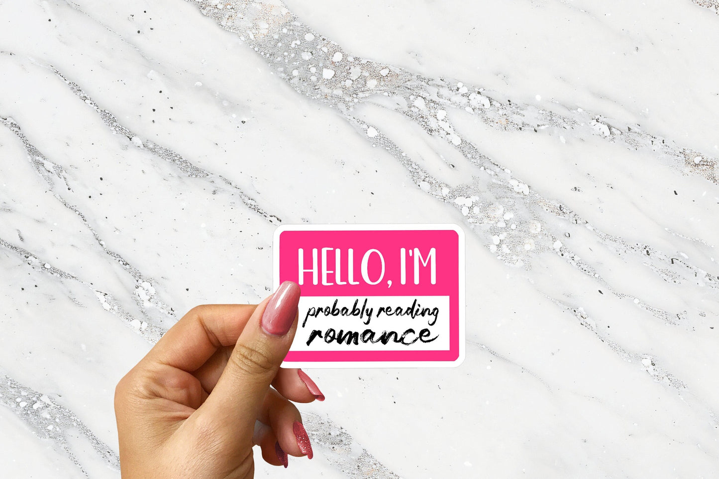 Hello I'm Probably Reading Romance Bookish Sticker for Bibliophile for Regency Romance Lover Gift Bookstagram Book Club Booktok Cute Pink