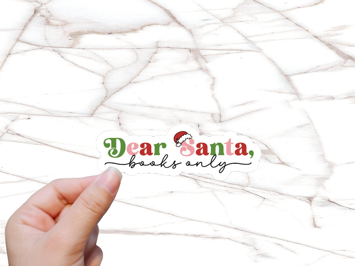 Dear Santa Bring Books Christmas Sticker for Reader Sticker Love Books BookTok Bookstagram Friend Gift for Book Club Holiday Party