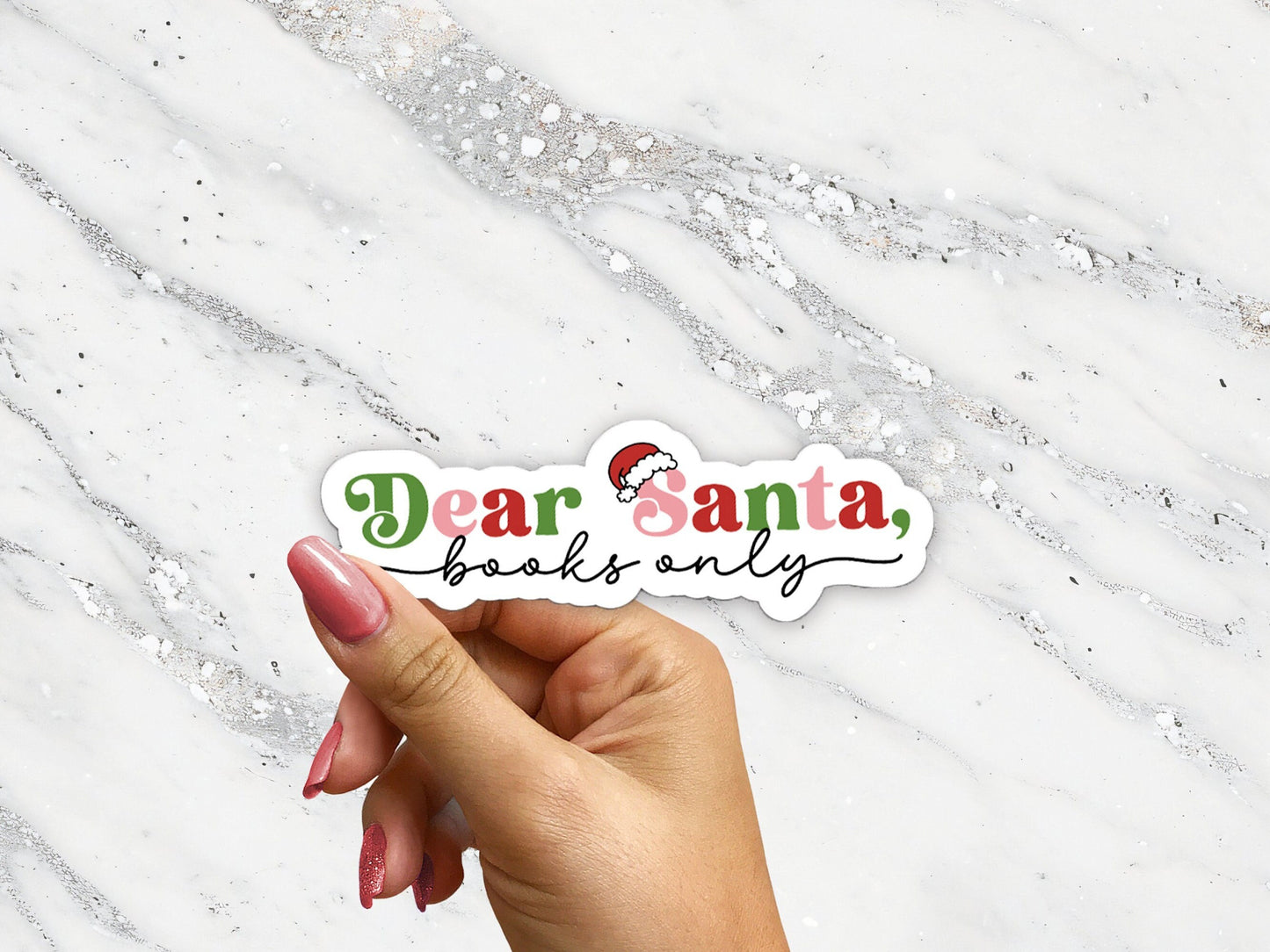 Dear Santa Bring Books Christmas Sticker for Reader Sticker Love Books BookTok Bookstagram Friend Gift for Book Club Holiday Party
