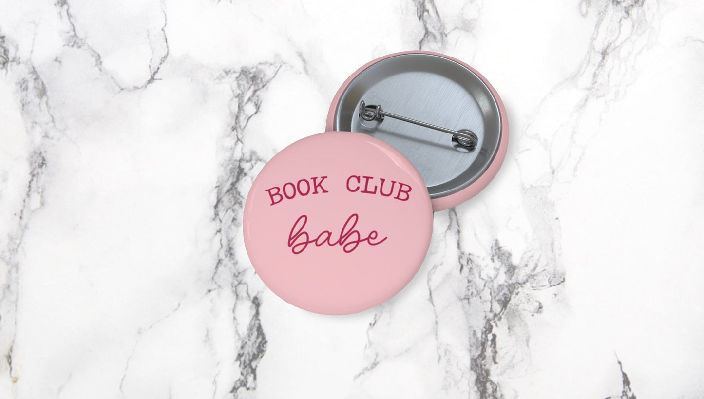 Book Club Babe Pinback Button for Reader Lanyard Librarian Bookclub Gift Exchange Under 5 Matching Online Book Club Secret Santa Nerdy