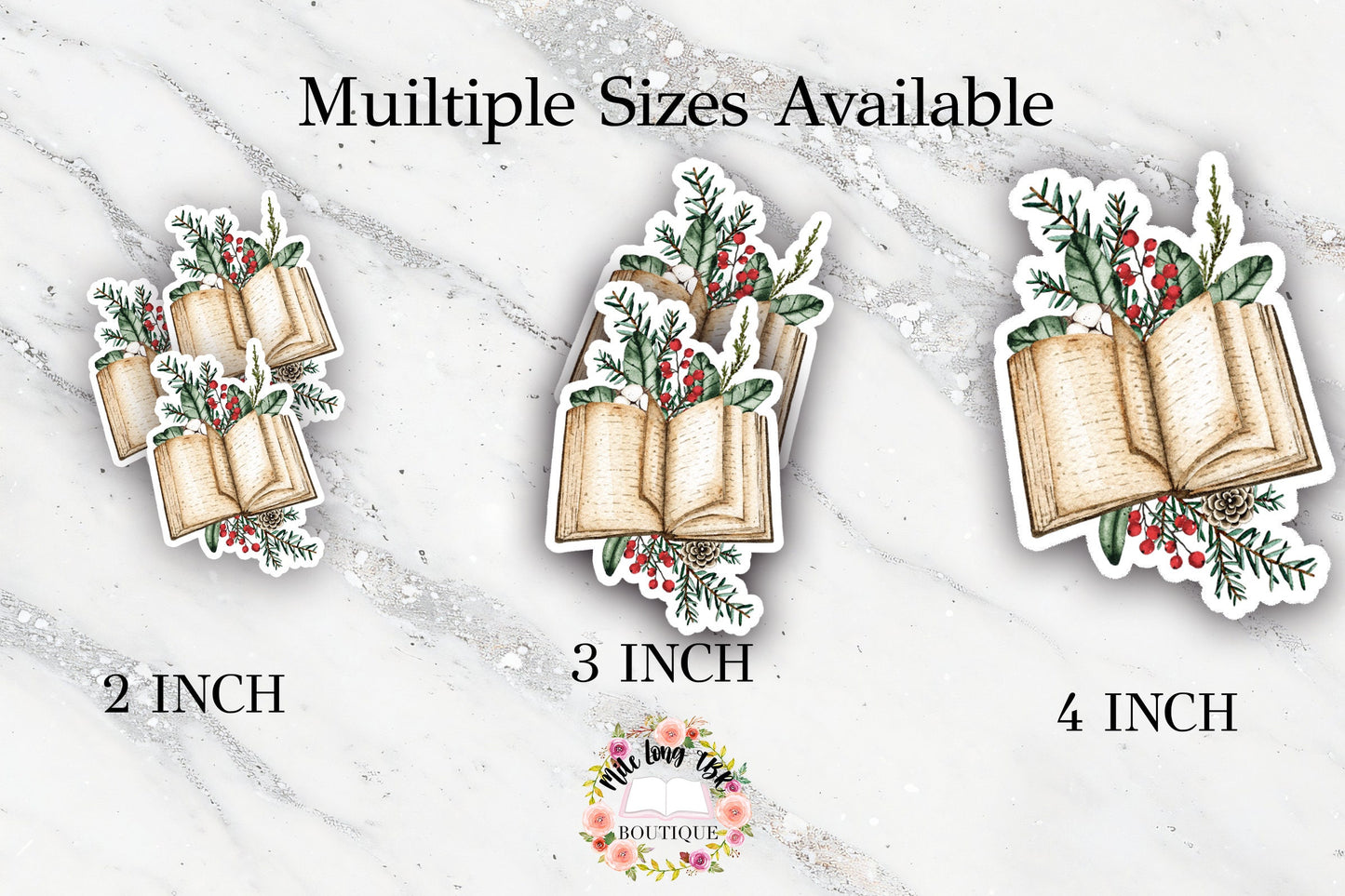 Christmas Reading with Greenery Holiday Bookish Sticker Merry Bookmas Book Club Christmas Gift under 5 Bookish Friend Cute BookTree Booktok